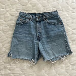 Levi's Blue Jean Shorts with Frayed Hem